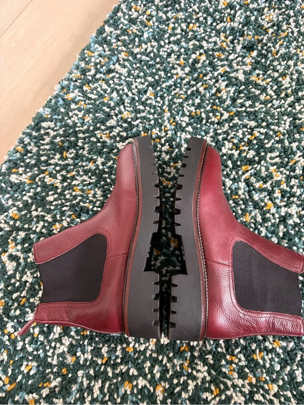 Caslon Burgundy Leather Chelsea Boots Water Resistant Chunky Sole
